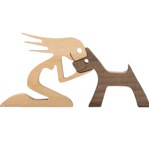 FamilyPetFriend ™ - Handgemaakt houten beeldje