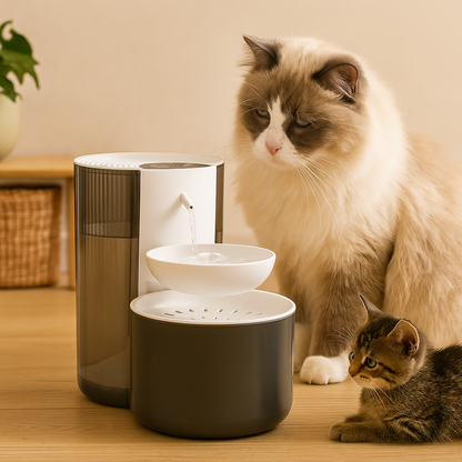 Stille Kattenfontein met 3L Inhoud Superschoon Drinkwater met Zachte Stroom en Geavanceerde Filtering - HydraFlow