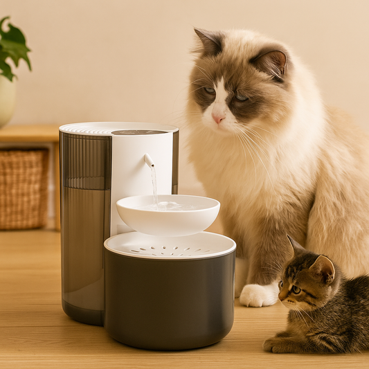Stille Kattenfontein met 3L Inhoud Superschoon Drinkwater met Zachte Stroom en Geavanceerde Filtering - HydraFlow