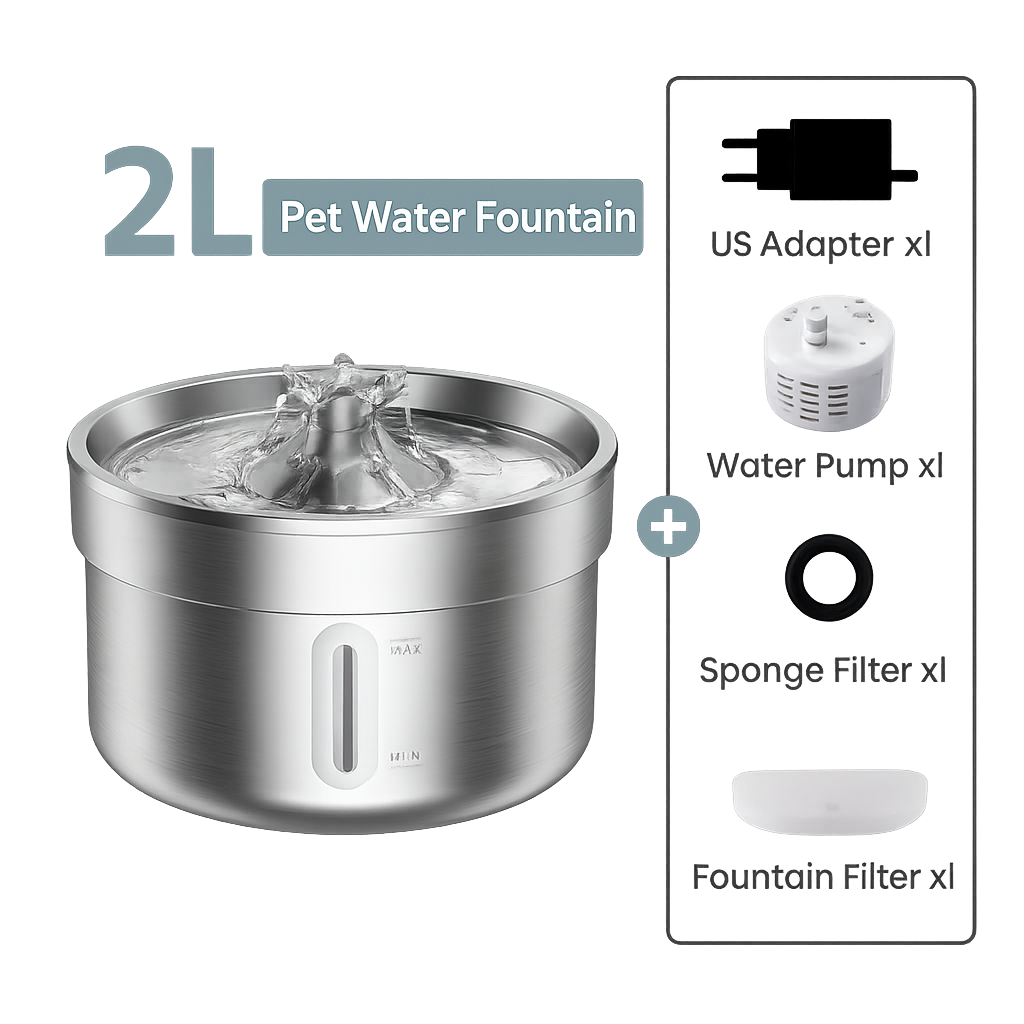 Roestvrijstalen drinkfontein voor katten – 3,2L stil stromend water met filter