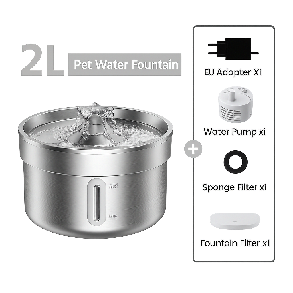 Roestvrijstalen drinkfontein voor katten – 3,2L stil stromend water met filter
