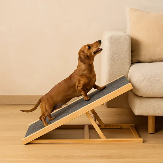 Verstelbare Loopplank voor Honden van Hout Antislip Oppervlak & Compact Op te Bergen - PawRampEase