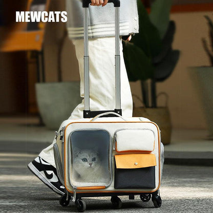 Cat Rolling Carrier Backpack With Wheels Trolley Bag