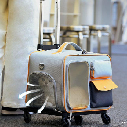 Cat Rolling Carrier Backpack With Wheels Trolley Bag