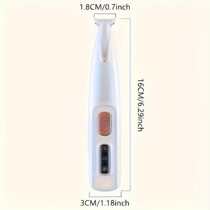 White electronic device with dimensions labeled on a white background