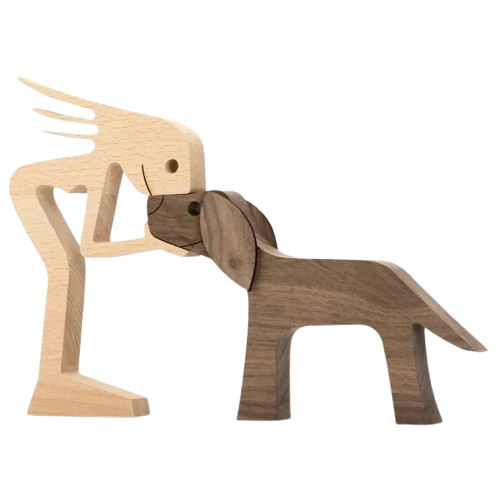 FamilyPetFriend ™ - Handgemaakt houten beeldje