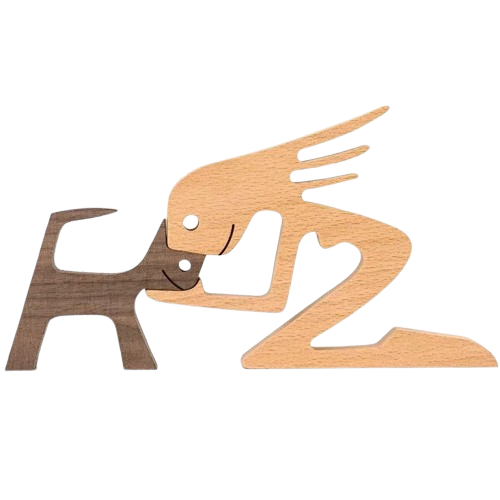 FamilyPetFriend ™ - Handgemaakt houten beeldje