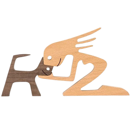 FamilyPetFriend ™ - Handgemaakt houten beeldje