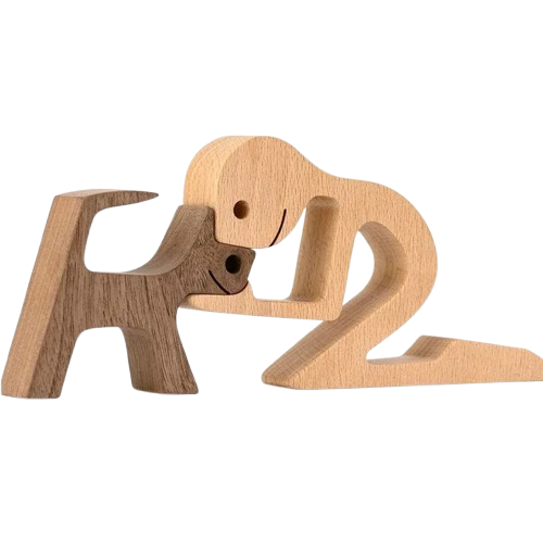 FamilyPetFriend ™ - Handgemaakt houten beeldje